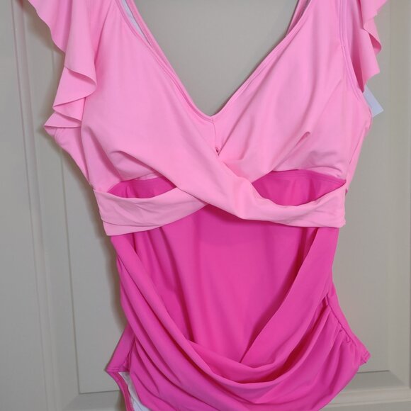 NWT Womens Monokini 2-Tone Pink Swimsuit Sz Lg by B2Prity - Picture 1 of 10